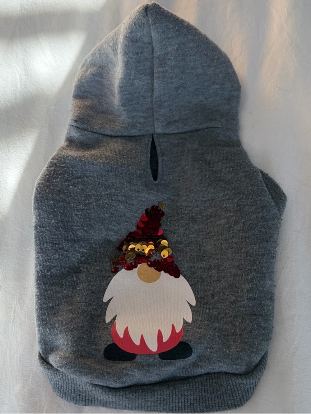Gray Gnome Hoodie with Sequin Hat